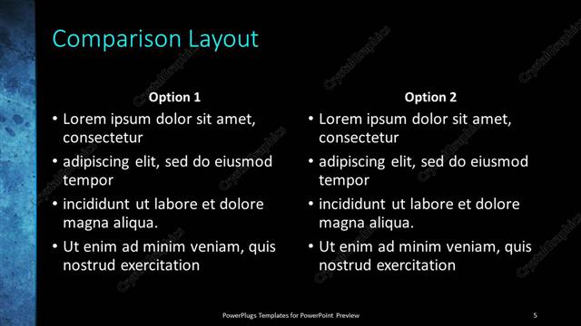 Comparison presentation slide layout