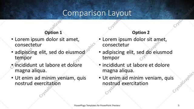 Comparison presentation slide layout