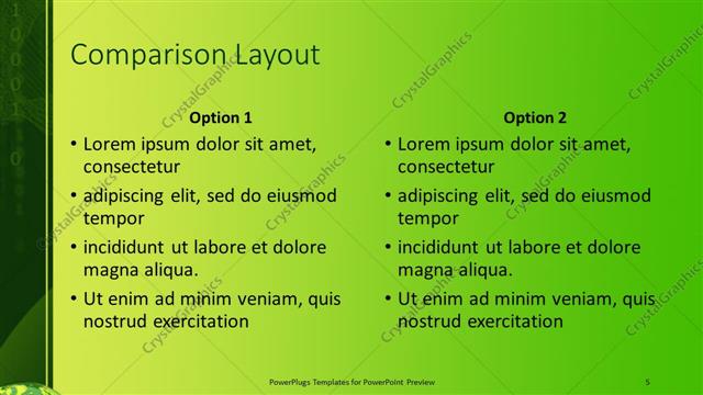 Comparison presentation slide layout