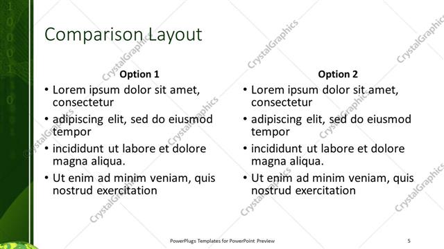 Comparison presentation slide layout