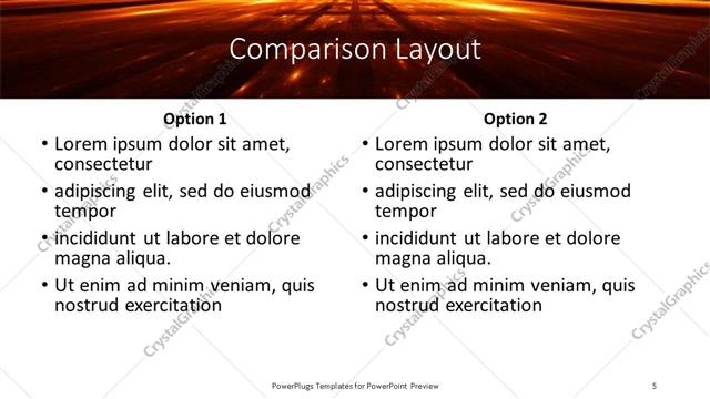 Comparison presentation slide layout