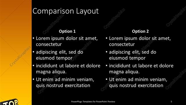Comparison presentation slide layout