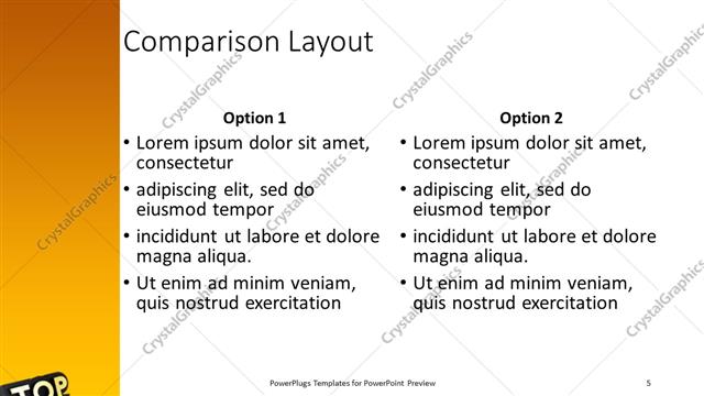 Comparison presentation slide layout