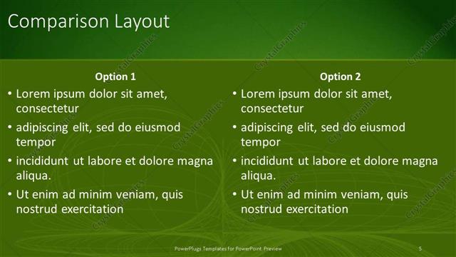 Comparison presentation slide layout