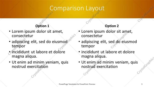 Comparison presentation slide layout