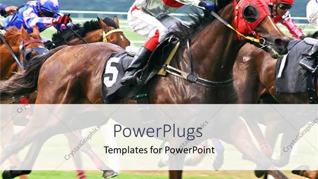  Presentation with sports - A representation of horse race with greenery in the background