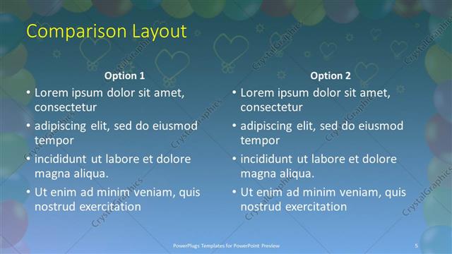 Comparison presentation slide layout