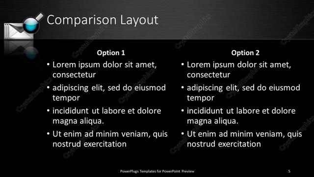 Comparison presentation slide layout