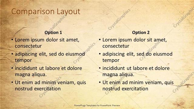 Comparison presentation slide layout