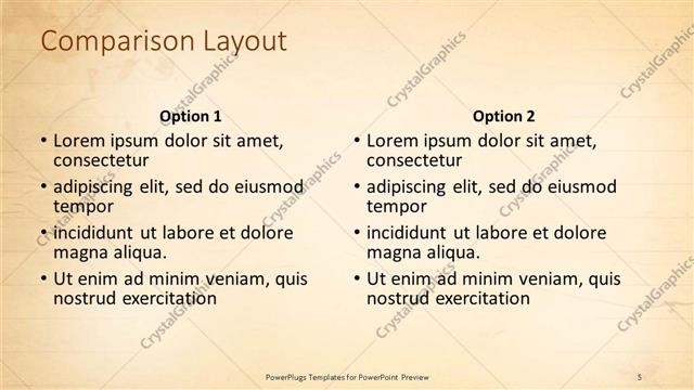 Comparison presentation slide layout