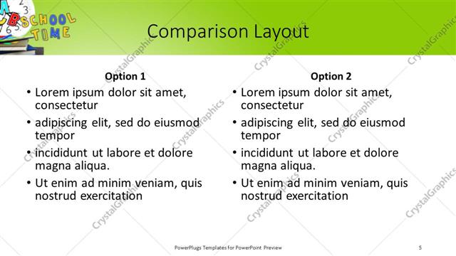 Comparison presentation slide layout
