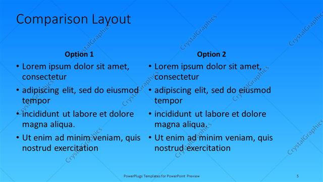 Comparison presentation slide layout