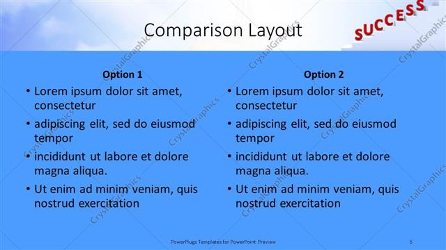 Comparison presentation slide layout