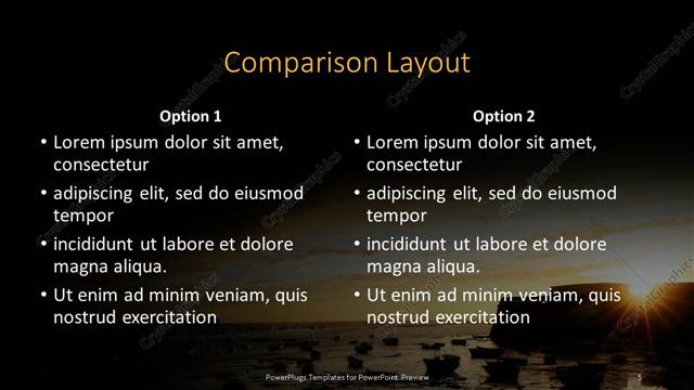 Comparison presentation slide layout