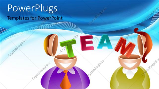  Presentation with brain - The representation of teamwork with bluish background