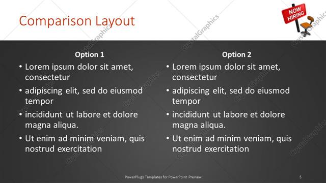 Comparison presentation slide layout