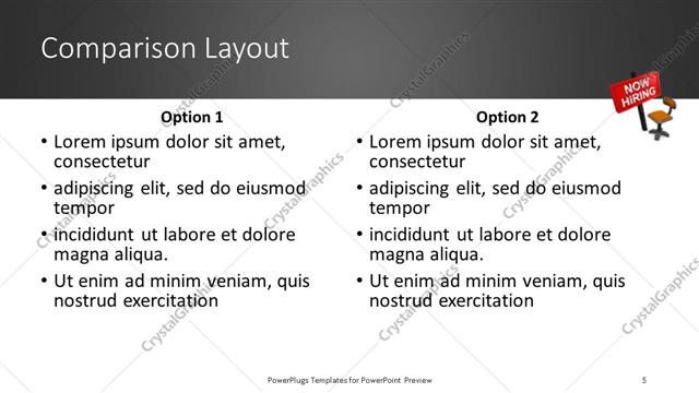 Comparison presentation slide layout