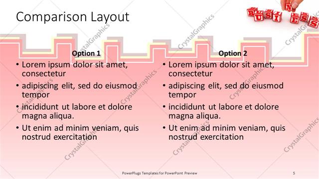 Comparison presentation slide layout