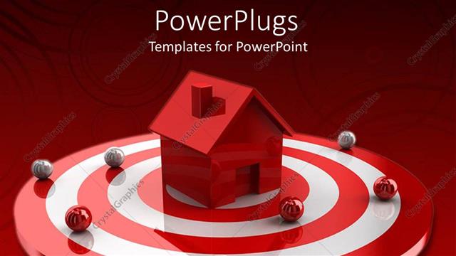  Presentation with residential - Residential house sitting on red target surrounded by beautiful ornaments
