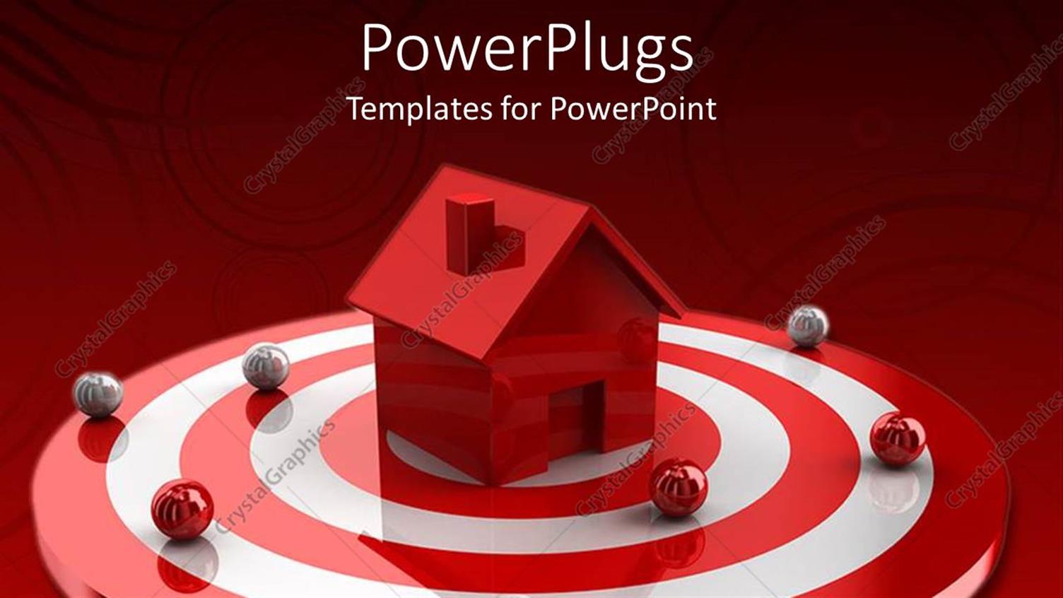 Featuring Residential House Sitting on Red Target Surrounded by Beautiful Ornaments