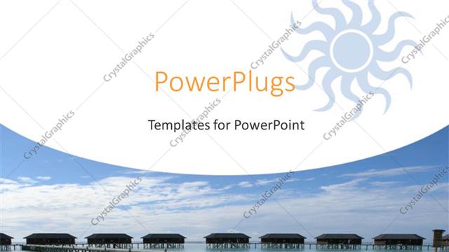  Presentation with resort - Resort homes with wooden bridge, ocean, blue sky, travel, vacation