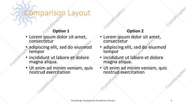 Comparison presentation slide layout