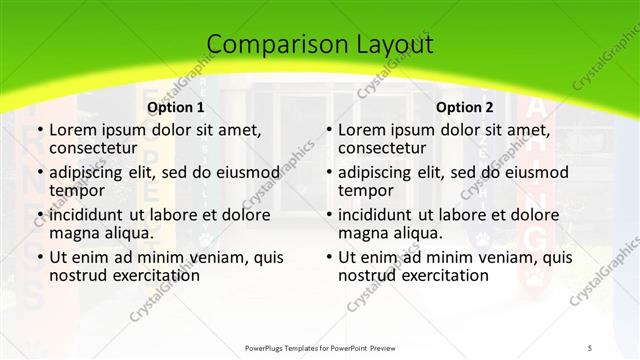 Comparison presentation slide layout