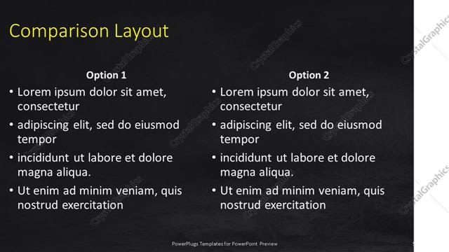 Comparison presentation slide layout
