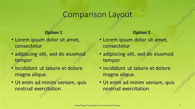 Comparison presentation slide layout