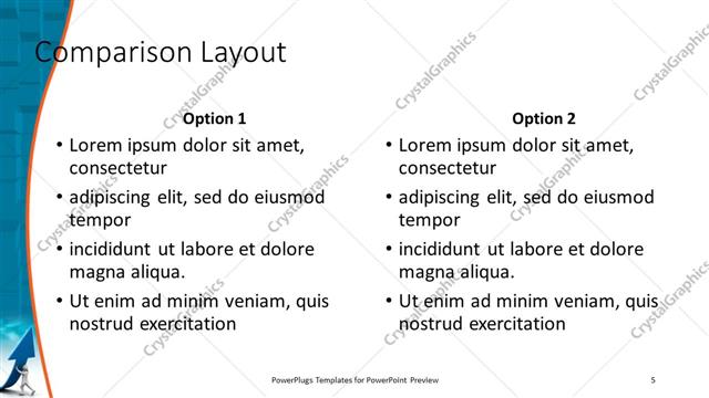 Comparison presentation slide layout