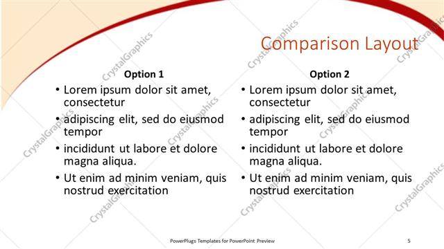 Comparison presentation slide layout