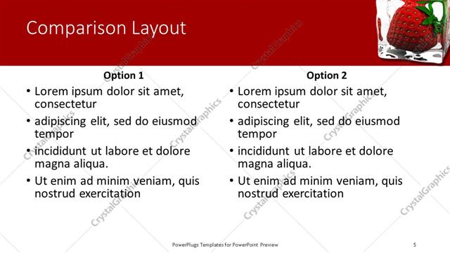 Comparison presentation slide layout