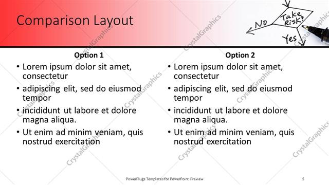 Comparison presentation slide layout