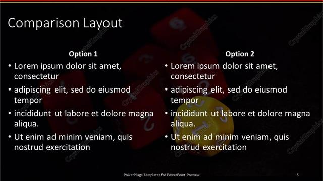 Comparison presentation slide layout