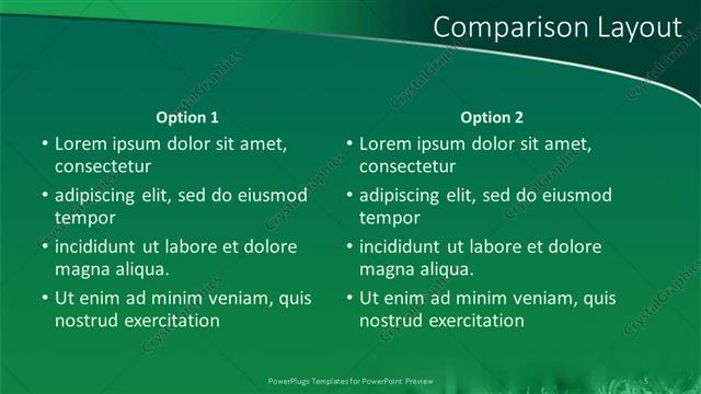 Comparison presentation slide layout