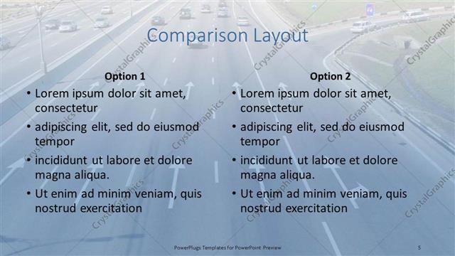 Comparison presentation slide layout