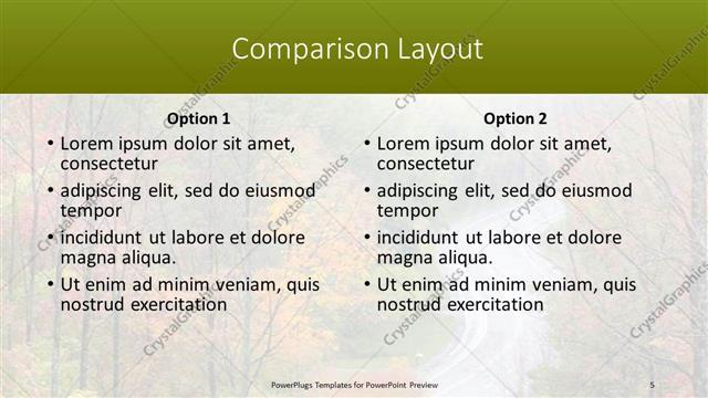Comparison presentation slide layout