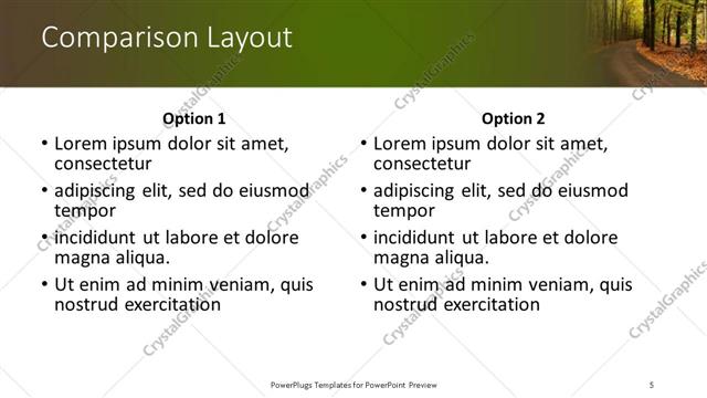 Comparison presentation slide layout
