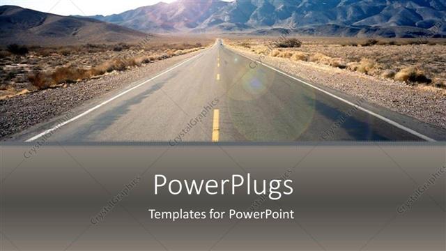  Presentation with nevada desert - Road driving through Nevada desert, arid desert scenery with road and hills