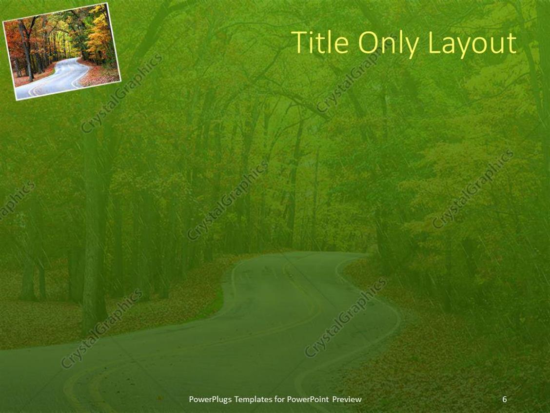PowerPoint Template a road in the forest and greenery in the