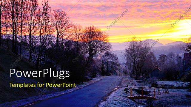  Presentation with forest road - A road in the forest with a sunset in the background