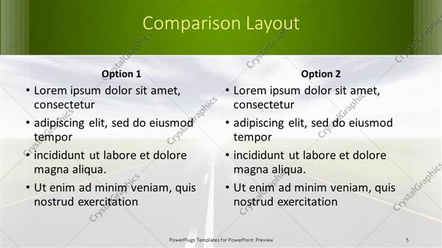 Comparison presentation slide layout