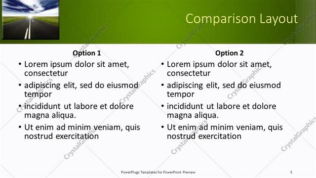 Comparison presentation slide layout