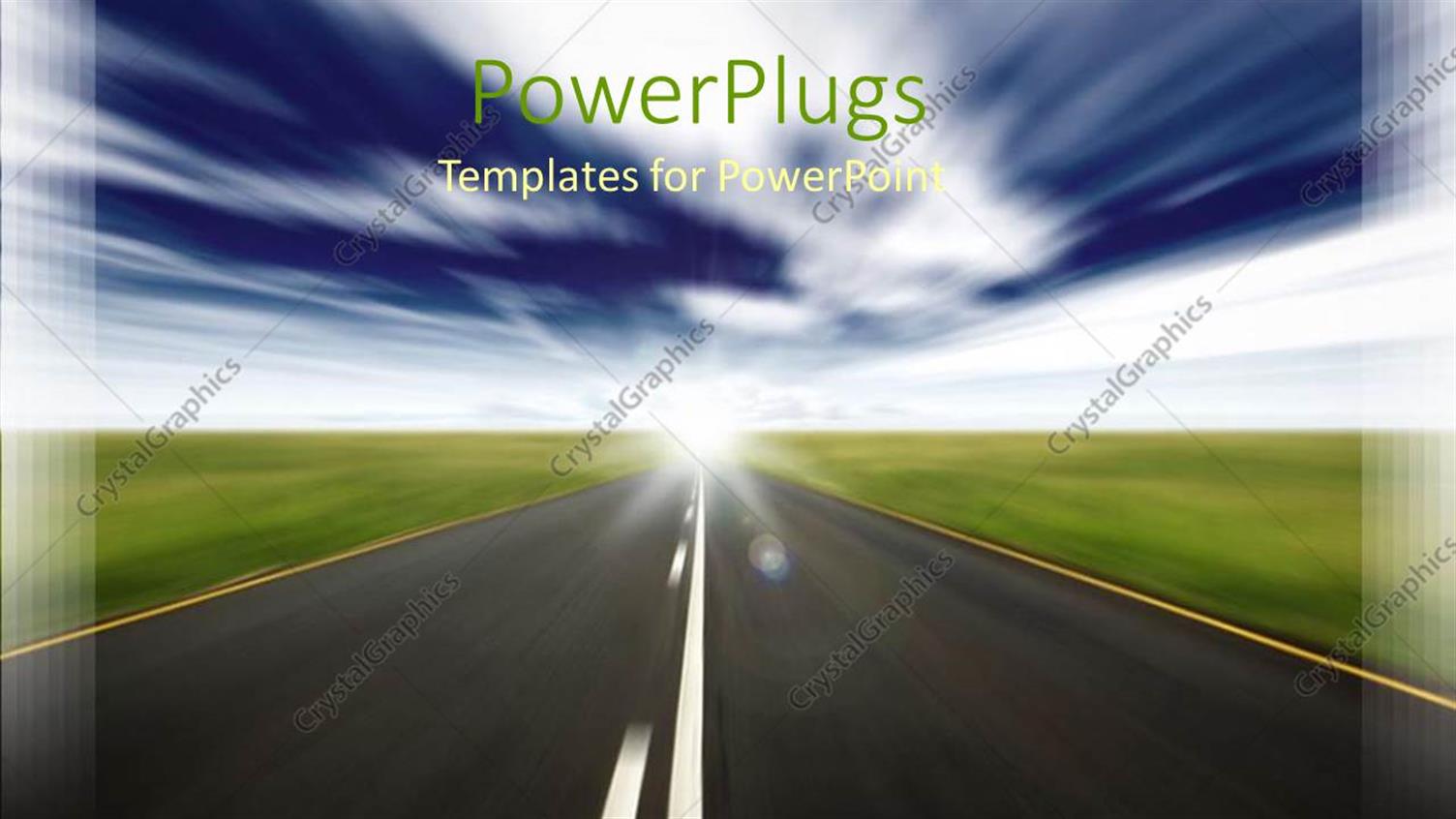 Featuring Road Grass Plains Cloudy Sky Blue and Green Background