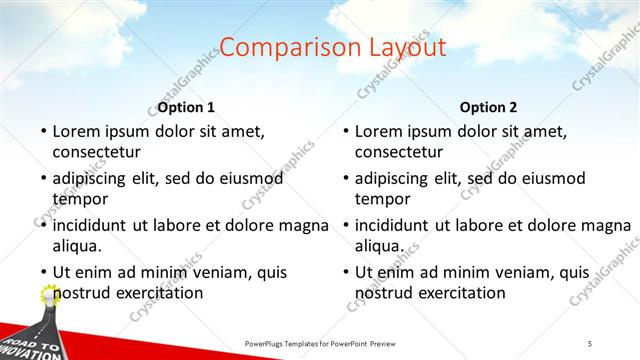 Comparison presentation slide layout
