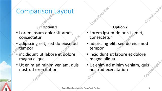 Comparison presentation slide layout