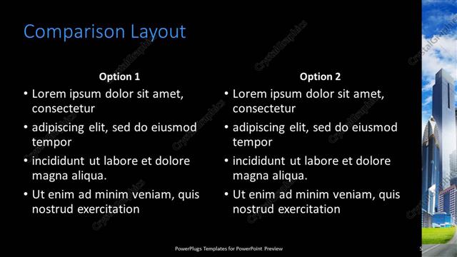 Comparison presentation slide layout