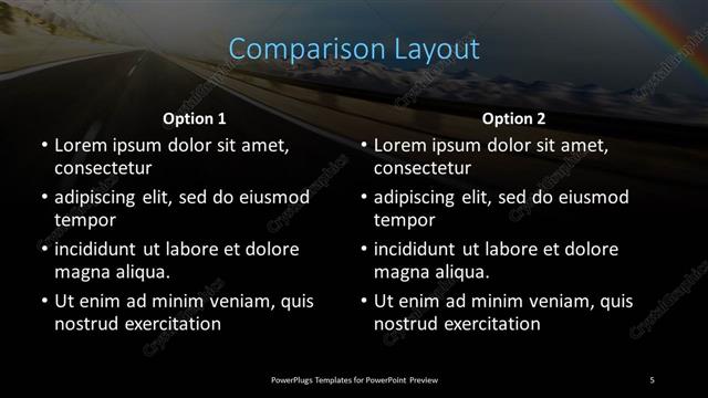 Comparison presentation slide layout