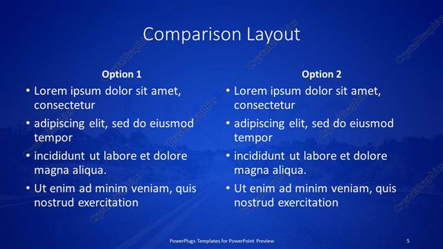 Comparison presentation slide layout