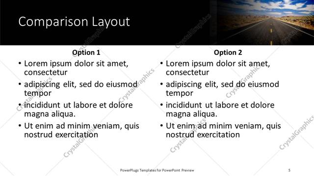 Comparison presentation slide layout
